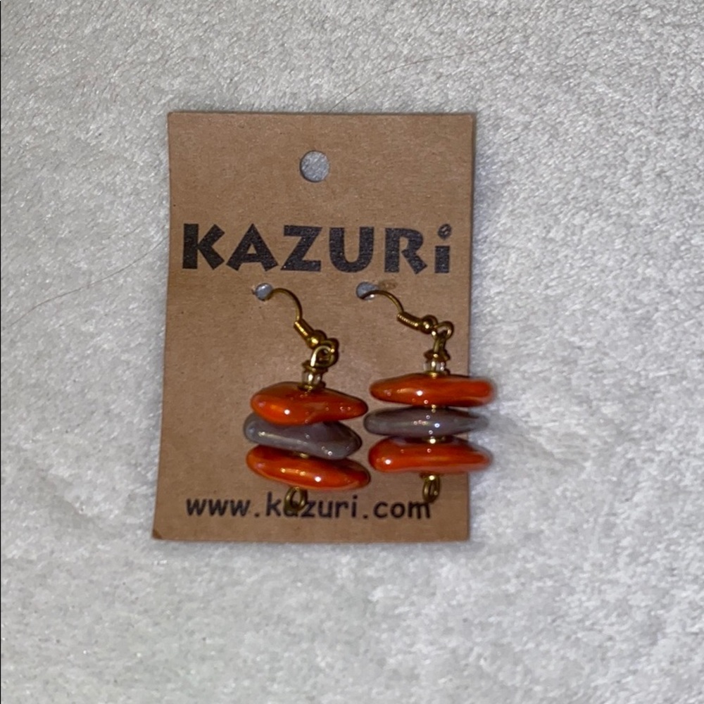 Kazuri Brown and Orange Earrings from Kenya